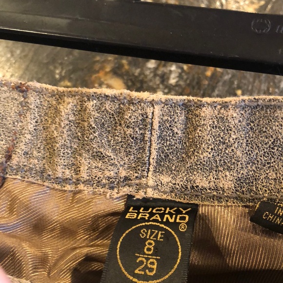 VINTAGE LEATHER LUCKY BRAND WIDE LEG FLARE PANTS - Picture 5 of 10